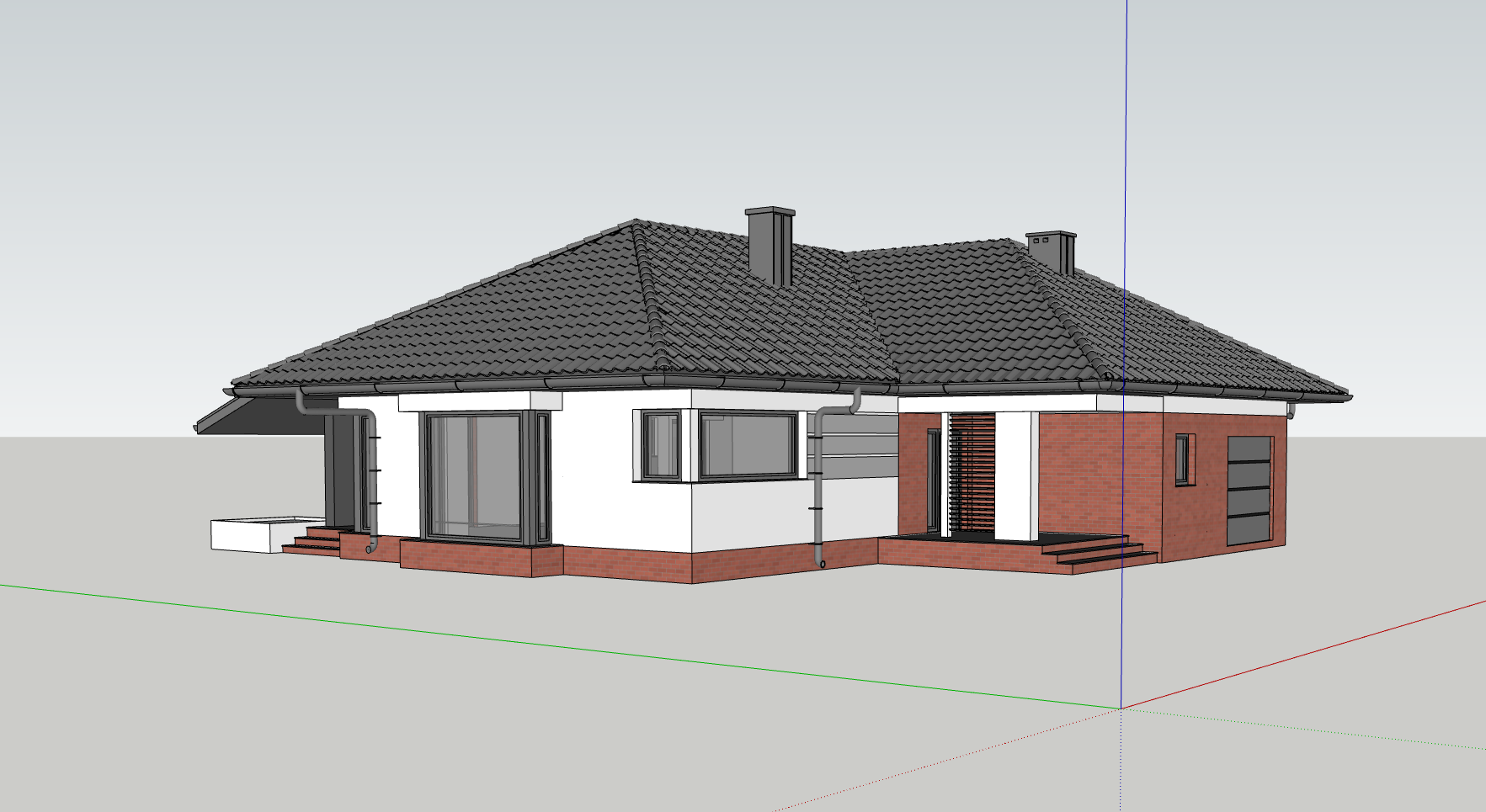 Szczegółowy model 3D — Model domu parterowego (SketchUp, projekt Underrock)