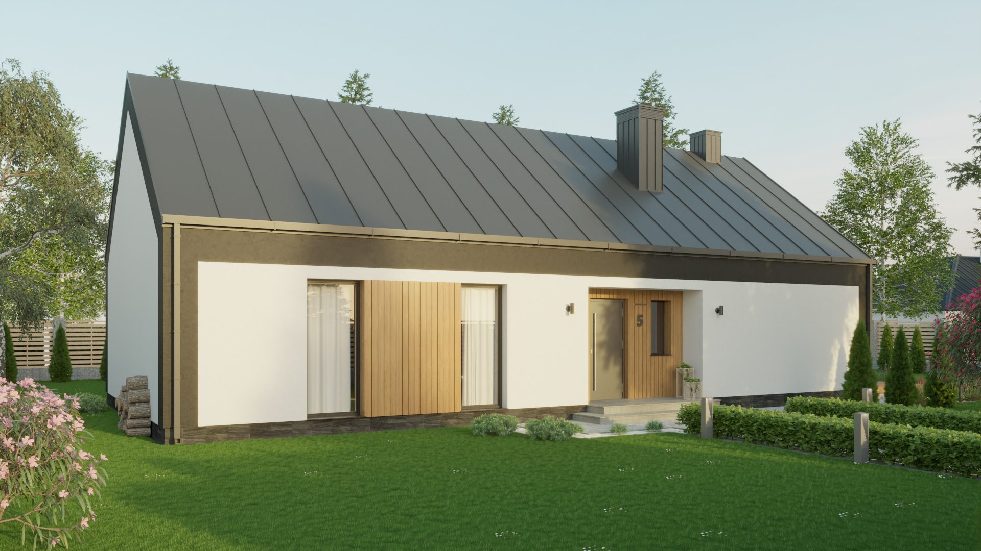 Nowoczesna stodoła — wizualizacja 3D architektura